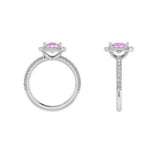 Pink Sapphire Diamond Cushion Halo Ring - Thenetjeweler