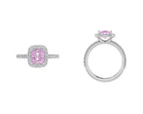 Pink Sapphire Diamond Cushion Halo Ring - Thenetjeweler
