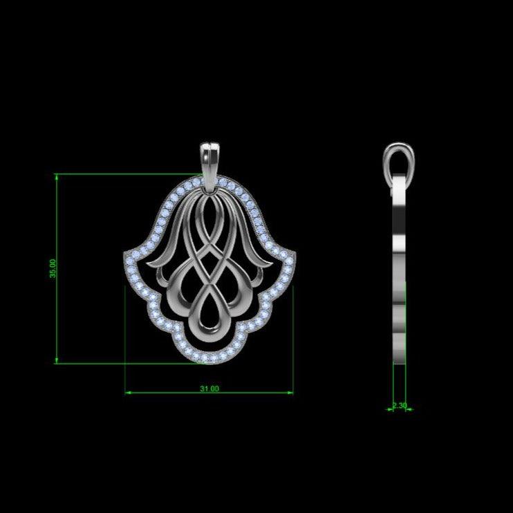 Hamsa Hand Diamond Pendant - Thenetjeweler