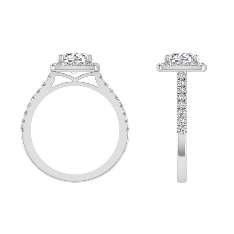 Round diamond cushion halo Engagement Ring - Thenetjeweler