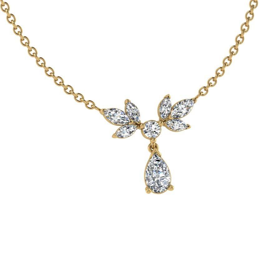 Diamond leaf pendant necklace - Thenetjeweler