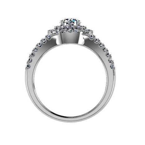 Round Halo Split Shank Diamond Engagement Ring - Thenetjeweler