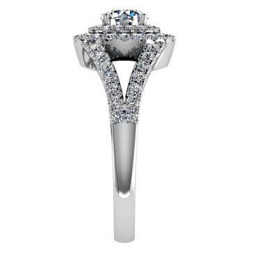 Round Halo Split Shank Diamond Engagement Ring - Thenetjeweler