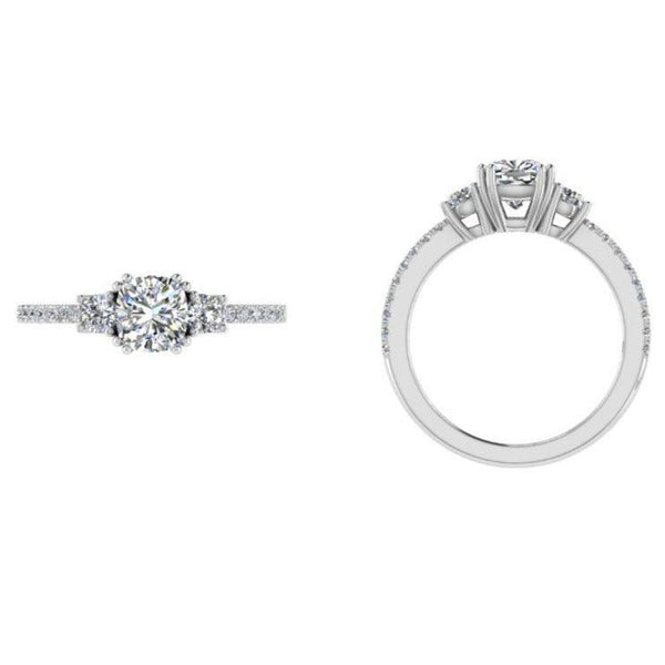 Three Stone Round Diamond Engagement Ring - Thenetjeweler