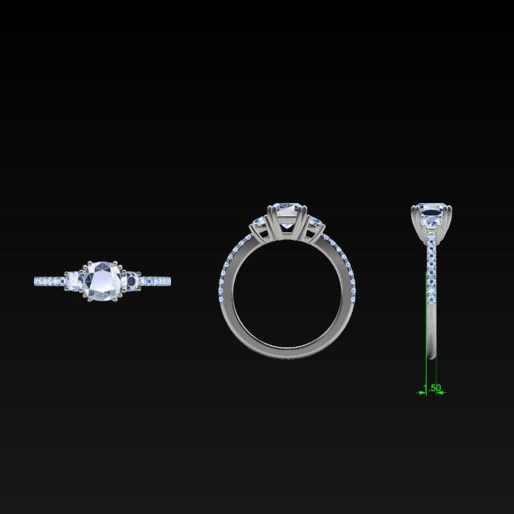 Three Stone Round Diamond Engagement Ring - Thenetjeweler