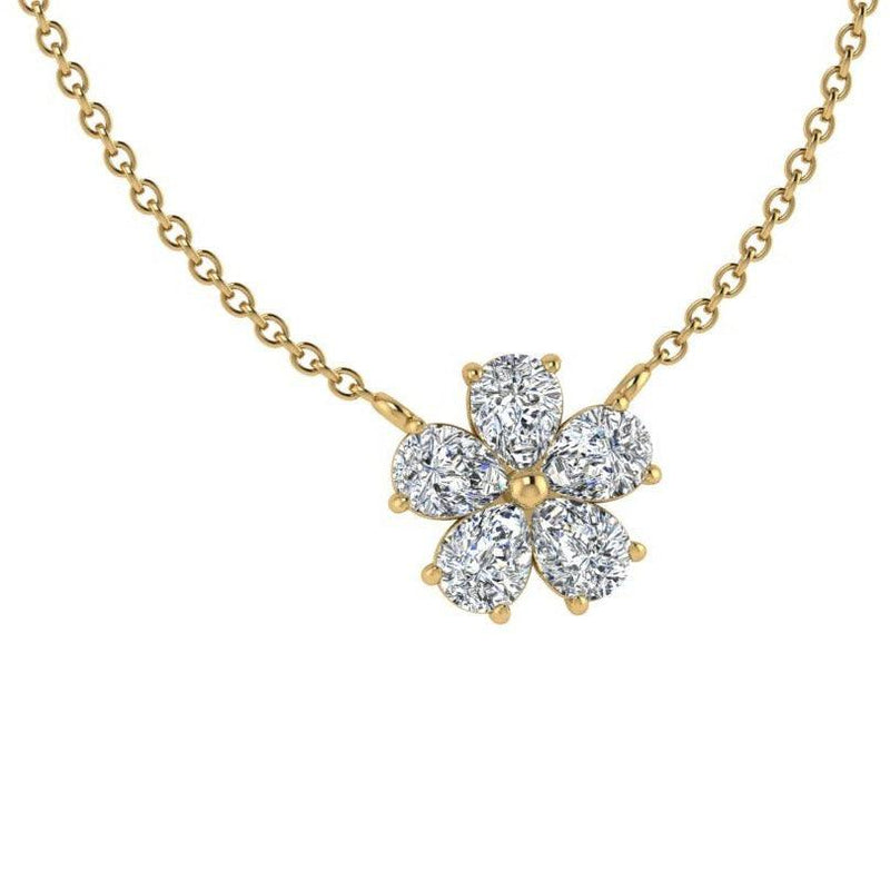Five Petal Diamond Flower Necklace - Thenetjeweler