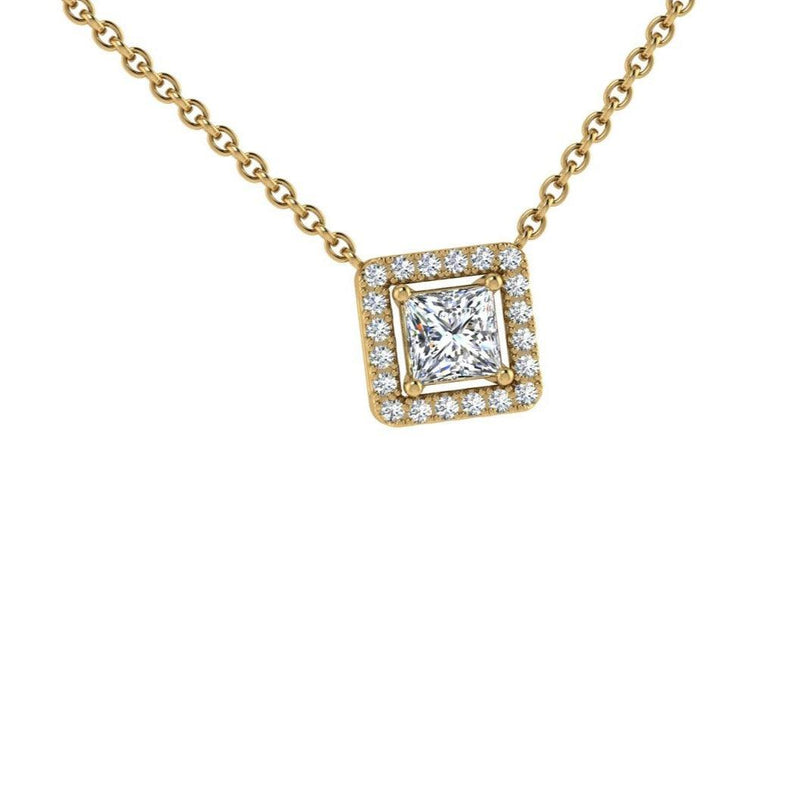 Princess Diamond Halo Pendant - Thenetjeweler