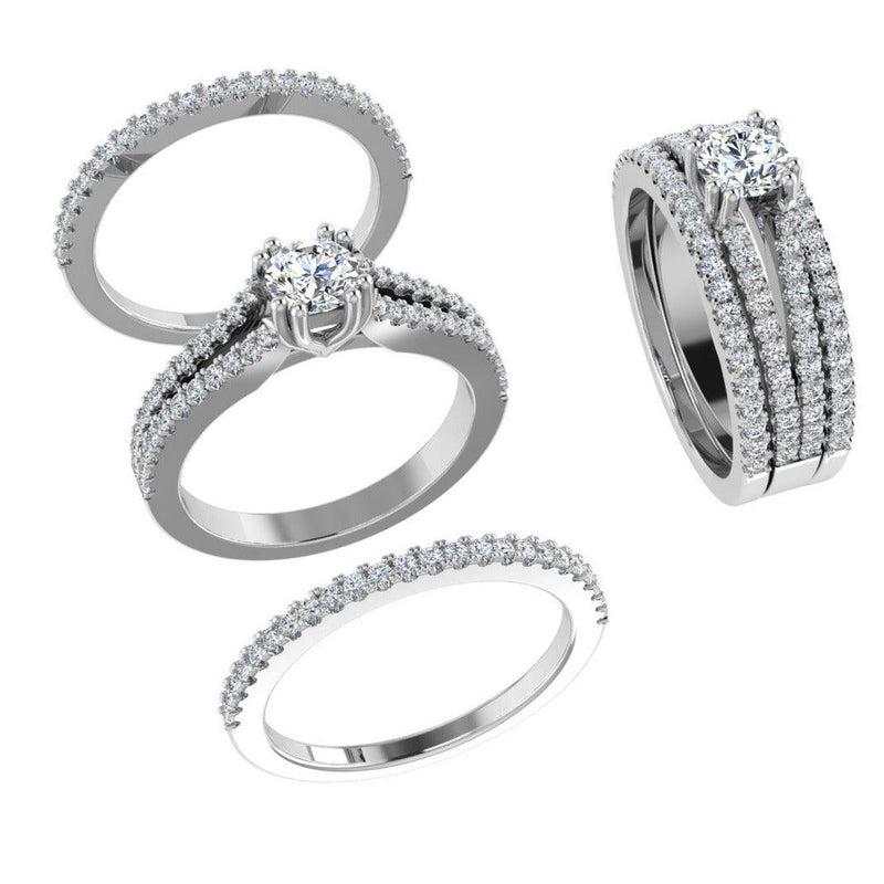 Half Eternity Bands with Engagement Ring - Thenetjeweler
