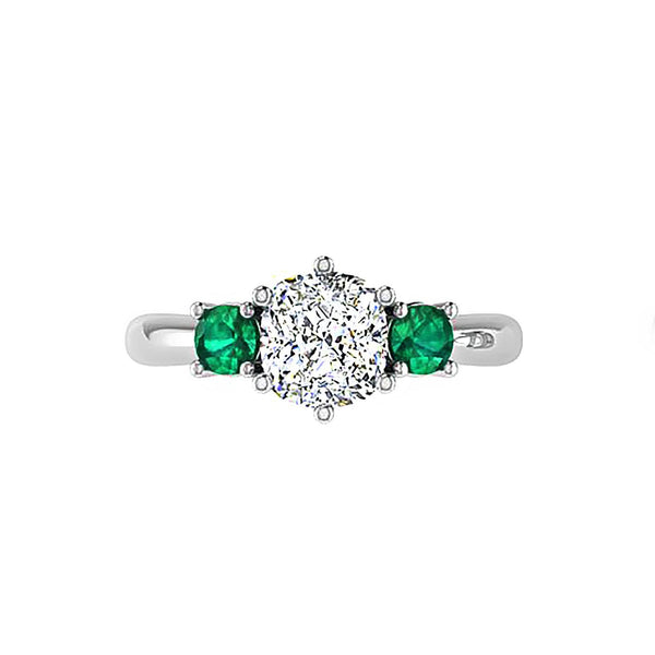 Emeralds and Diamond Trinity Ring - Thenetjeweler