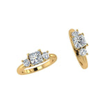 Three Stone Princess Diamond Engagement Ring 18K Gold - Thenetjeweler
