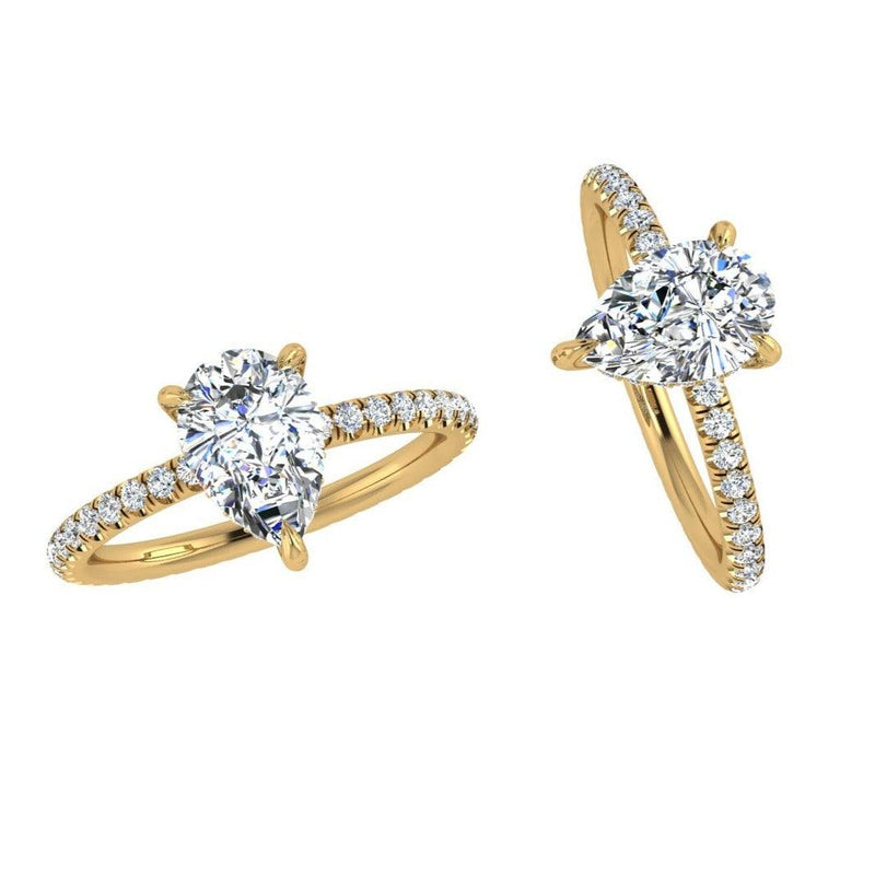 Pear Diamond Hidden Halo Engagement Ring - Thenetjeweler