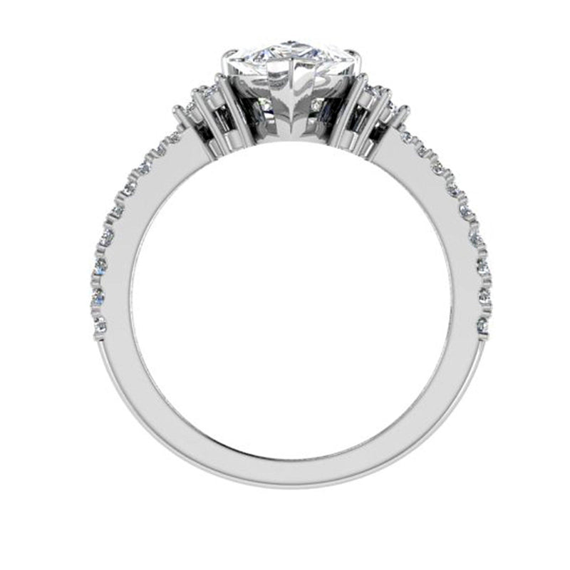 V Shape Diamond Matching Band Bridal Set - Thenetjeweler