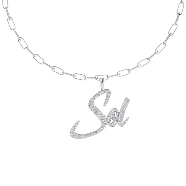 Paperclip Chain Diamond Name Necklace - Thenetjeweler