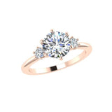 Round Diamond 3 Stone Engagement Ring and Wedding Band Set - Thenetjeweler