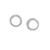 10mm Pearl and Diamond Halo Stud Earrings - Thenetjeweler