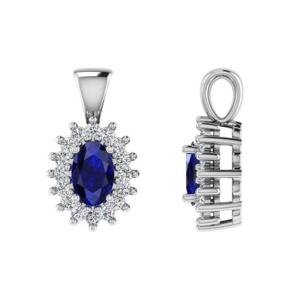 Sapphire and Diamond Cluster Pendant - Thenetjeweler