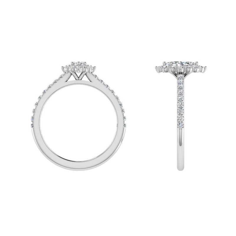 Marquise Cluster Halo Diamond Engagement Ring 18K Gold - Thenetjeweler