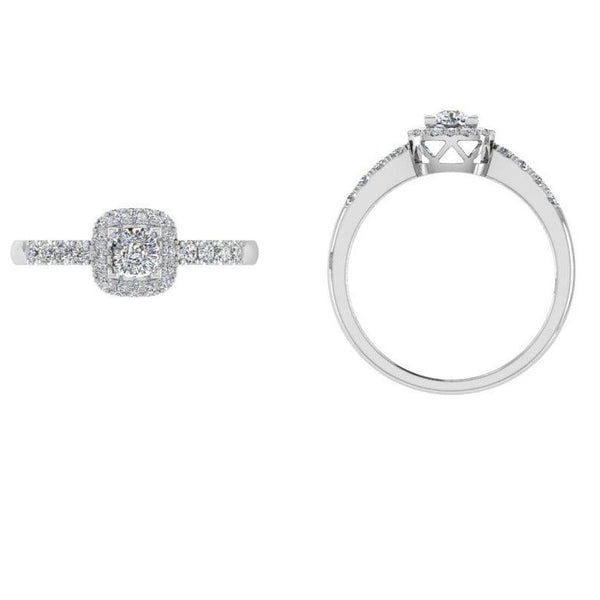 Round Diamond Cushion Halo Engagement Ring 0.37 ct. tw - Thenetjeweler