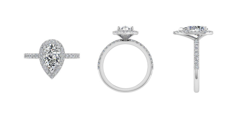 Pear Halo Diamond Engagement Ring 18K Gold - Thenetjeweler