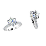 Side Stone 6 Prong Diamond Ring - Thenetjeweler