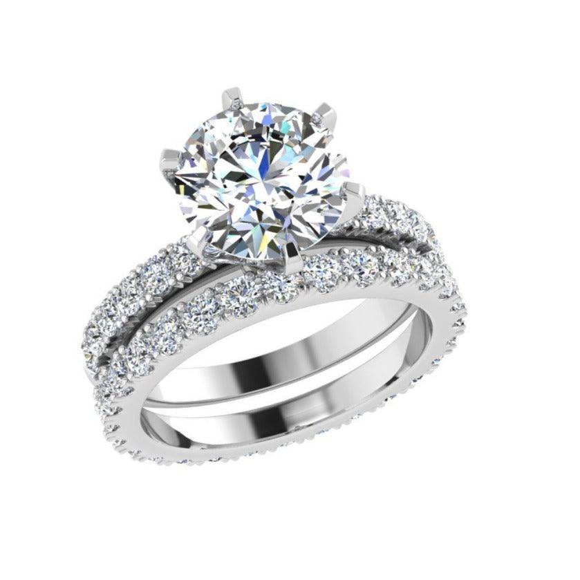 Round Diamond Engagement Ring and Eternity Band - Thenetjeweler