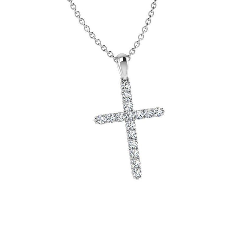14k Gold Diamond Cross Pendant - Thenetjeweler