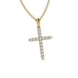 14k Gold Diamond Cross Pendant - Thenetjeweler