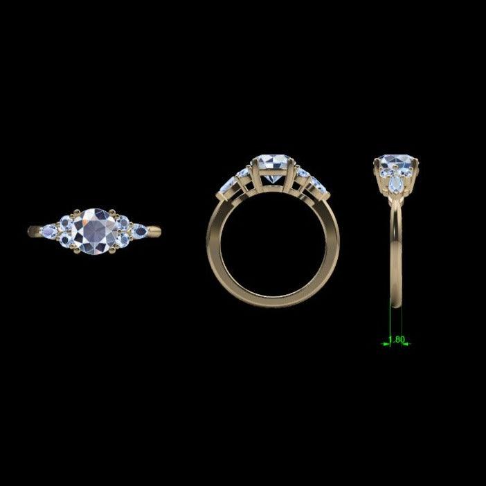 Six Round Diamonds Engagement Ring - Thenetjeweler