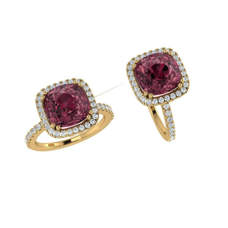Cushion-cut Gemstone and Diamond Ring - Thenetjeweler
