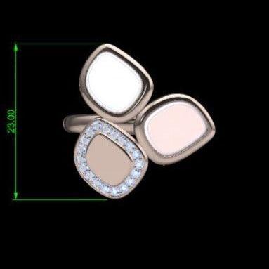 Custom Free Form Mother of Pearl and Diamonds Ring - Thenetjeweler