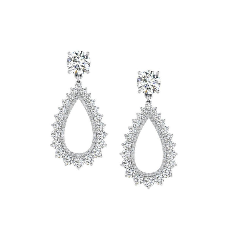 Diamond Open Teardrop Cluster Earring Jackets - Thenetjeweler