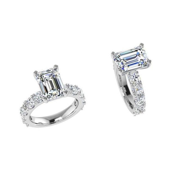 Emerald Diamond Engagement Ring in Platinum - Thenetjeweler