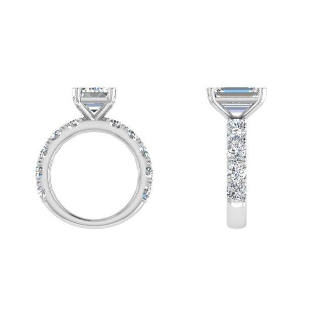 Emerald Diamond Engagement Ring in Platinum - Thenetjeweler