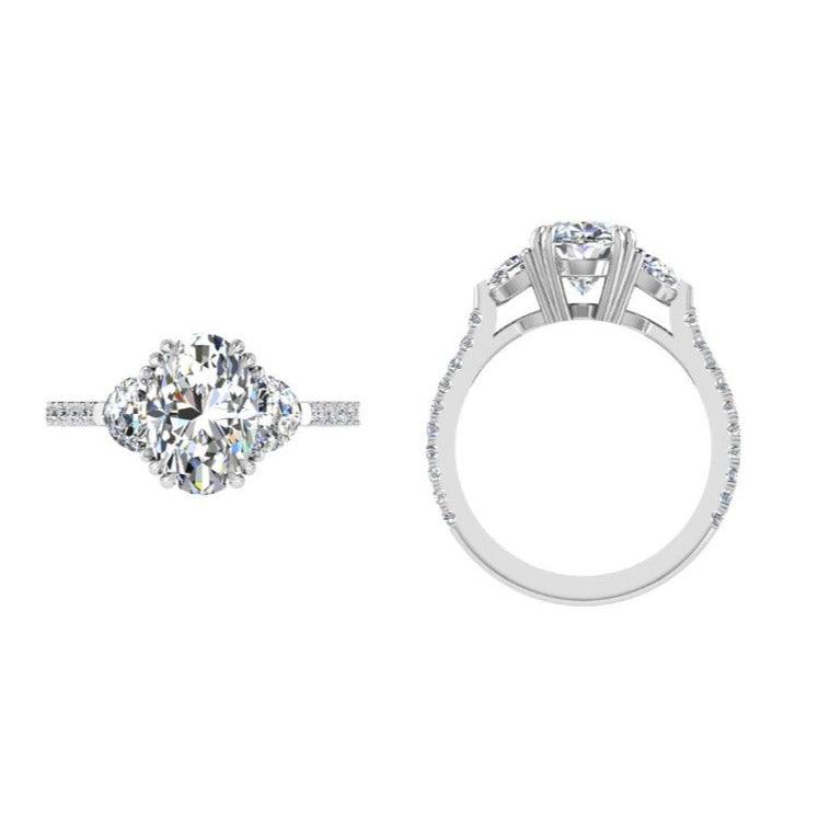 Oval Half Moon Engagement ring - Thenetjeweler