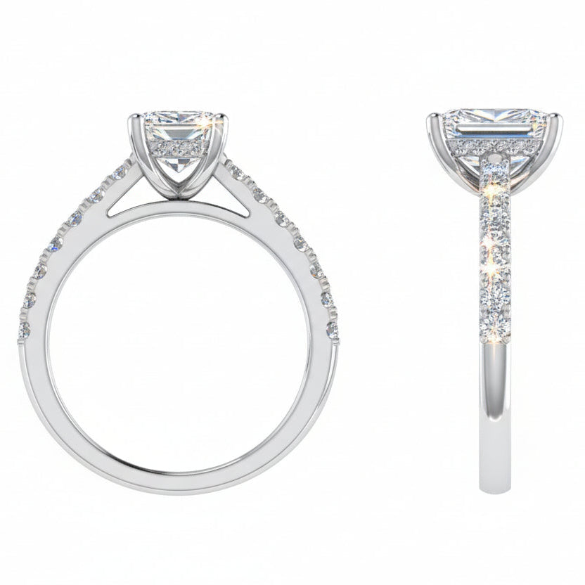 Emerald Cut Diamond  Engagement Ring with Side Stones - Thenetjeweler