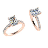 Emerald Cut Diamond  Engagement Ring with Side Stones - Thenetjeweler