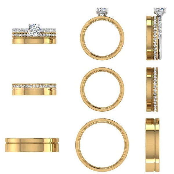 Diamond Stackable Rings Bridal Set - Thenetjeweler