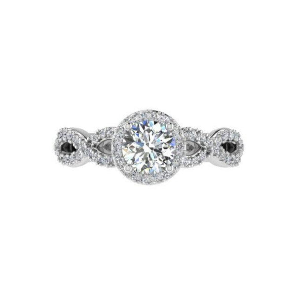 Round Infinity Engagement Ring in 18k White Gold - Thenetjeweler