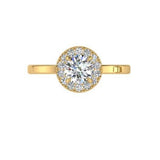Yellow Gold Round Diamond Halo Ring - Thenetjeweler