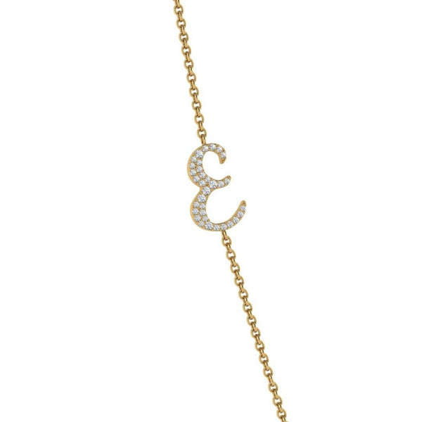 Sideways Diamond Initial Necklace - Thenetjeweler