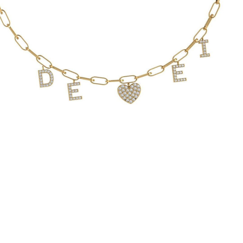 Diamond initial and heart family necklace - Thenetjeweler