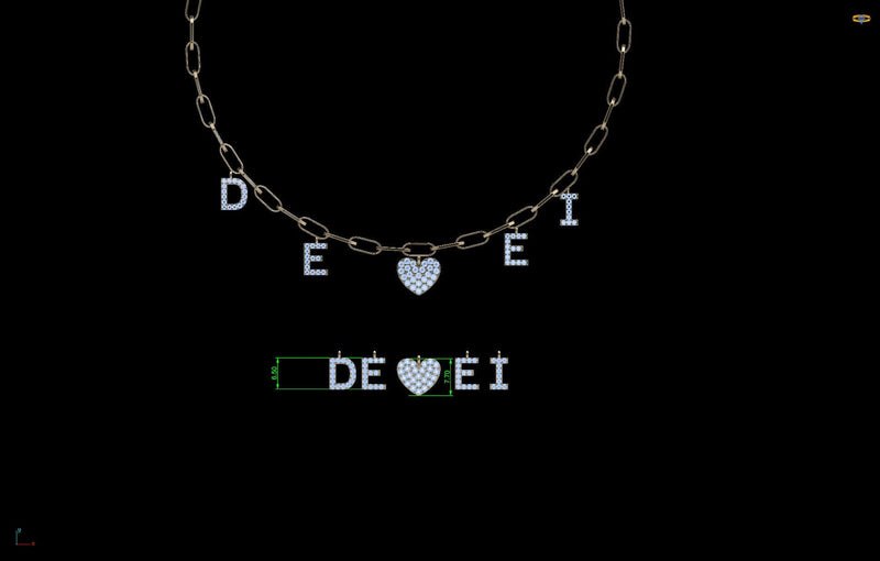 Diamond initial and heart family necklace - Thenetjeweler