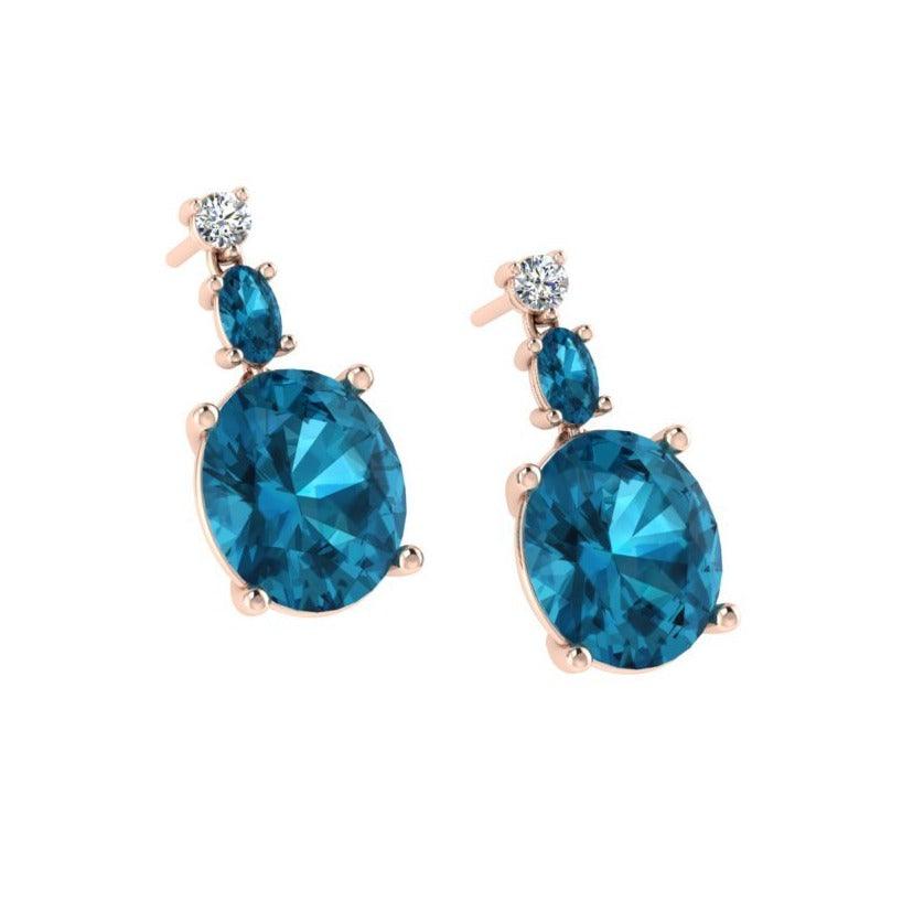 Blue Topaz Drop Earrings with Diamonds - Thenetjeweler