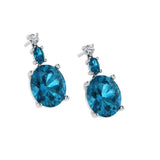 Blue Topaz Drop Earrings with Diamonds - Thenetjeweler