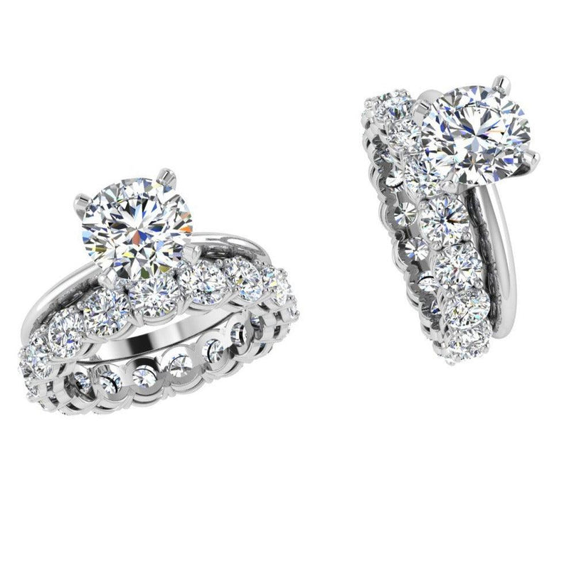 Round Diamond Engagement Ring and Eternity Band - Thenetjeweler