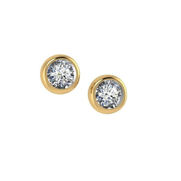 Round Diamond Bezel Set Stud Earrings - Thenetjeweler