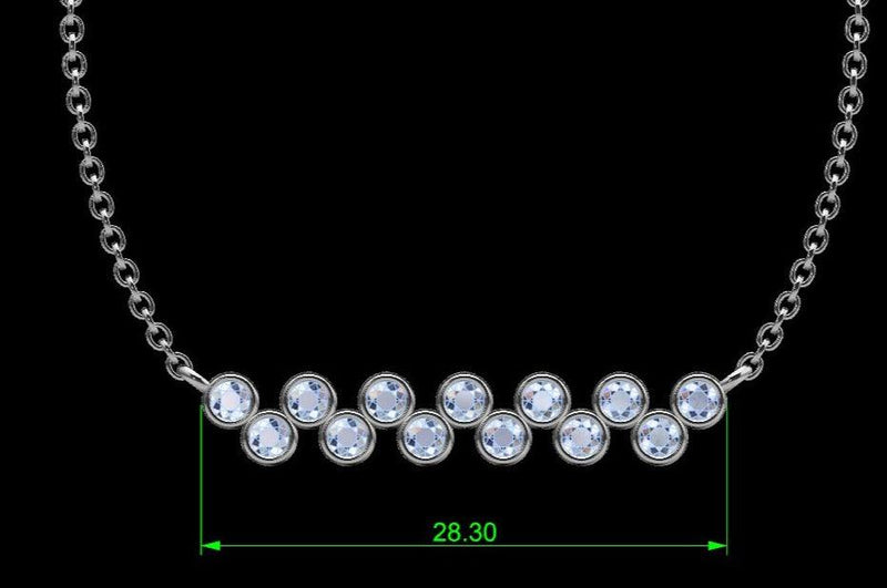 ZIG ZAG ROUND DIAMOND BAR NECKLACE - Thenetjeweler
