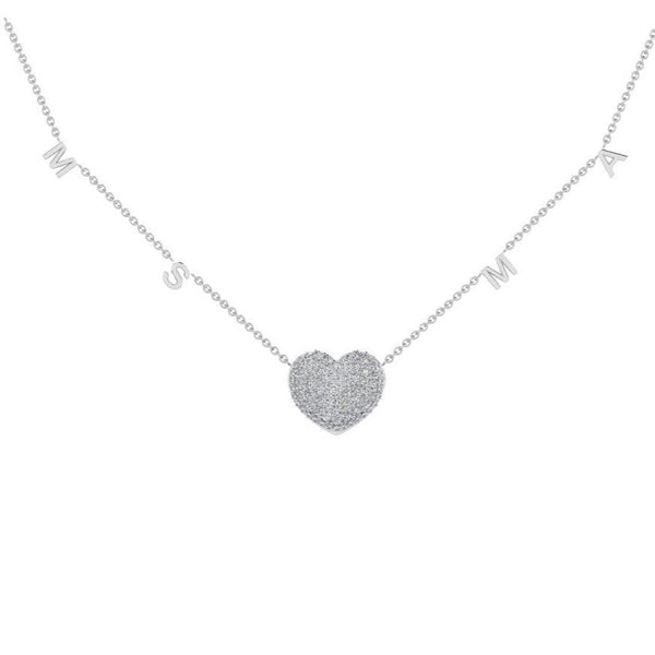 Diamond Heart Initials Necklace - Thenetjeweler