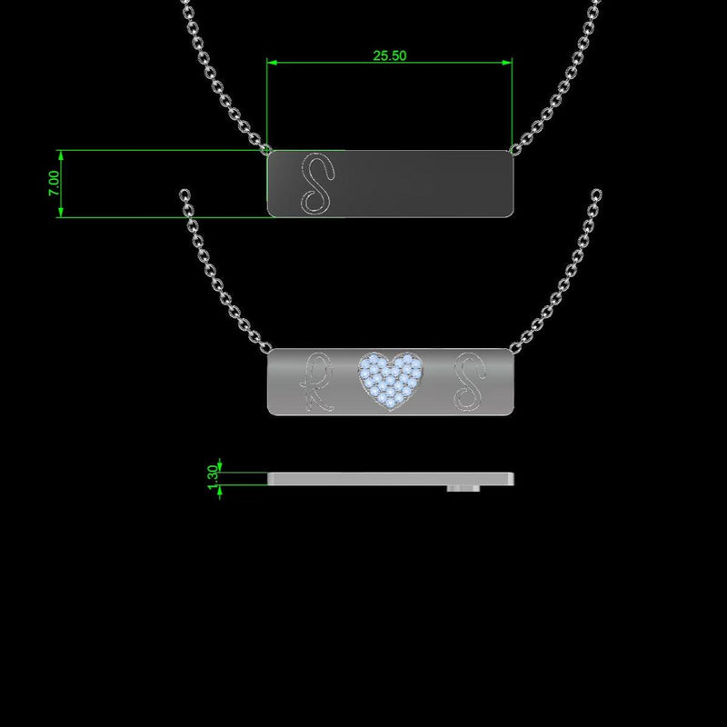 Diamond initial heart necklace - Thenetjeweler