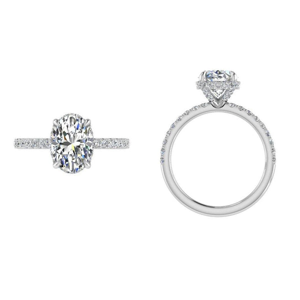 Oval Diamond Hidden Halo Engagement Ring 14K GOLD 0.38 ct. - Thenetjeweler